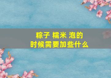 粽子 糯米 泡的时候需要加些什么